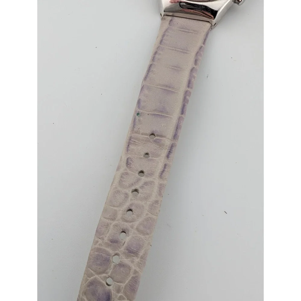 Anne Klein Swiss Diamond Watch Women 32mm Case‎ Purple Leather Band- New Battery